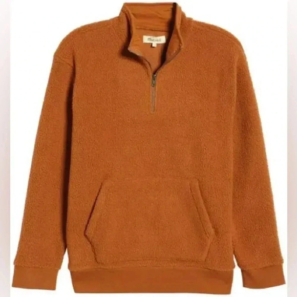 Madewell (re)sourced Sherpa Half Zip Sweatshirt Men's Size Large Brown Cozy NWT - Picture 14 of 16